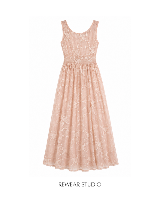Embroidered Floral Chiffon Maxi Dress