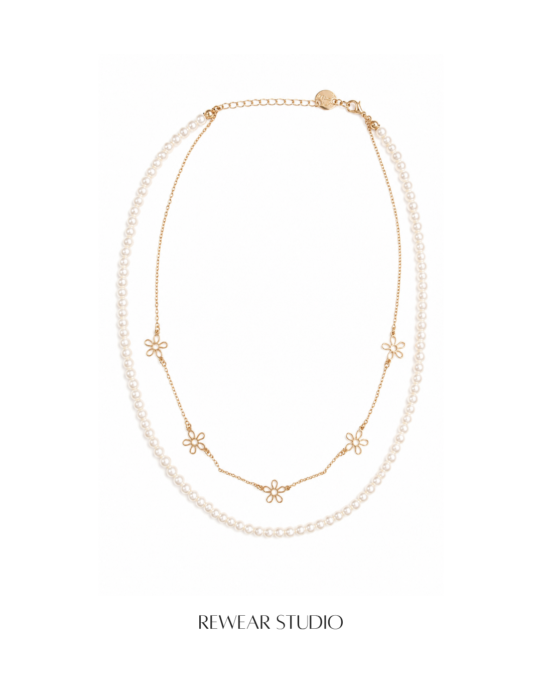 Double-Layer Daisy Chain & Pearl Necklace