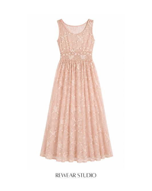 Embroidered Floral Chiffon Maxi Dress