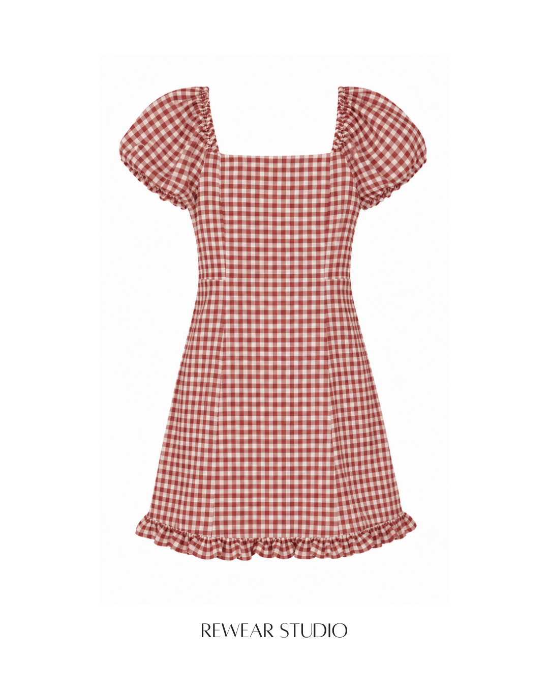 Gingham Ruffle-Hem Mini Dress