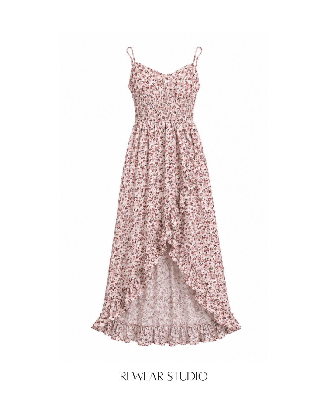Floral Smocked High-Low Maxi Dress
