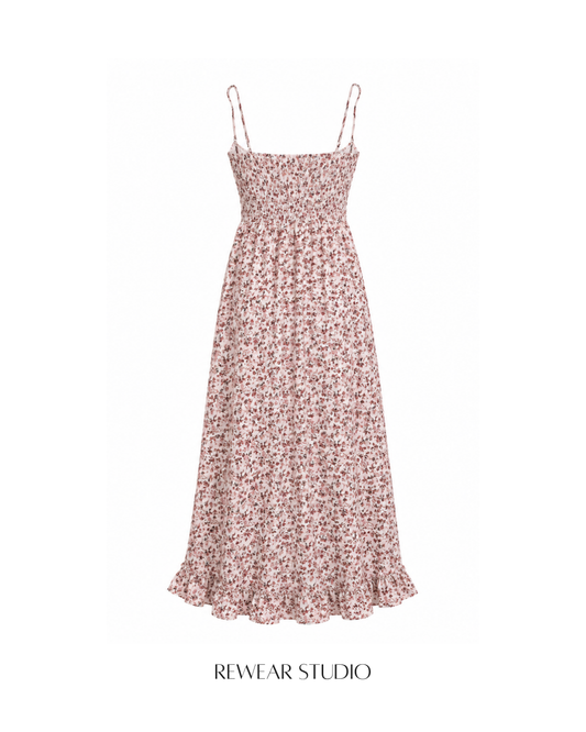 Floral Smocked High-Low Maxi Dress