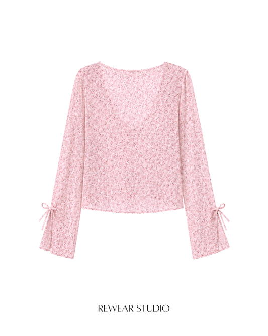 Ditsy Floral Tie-Front Blouse